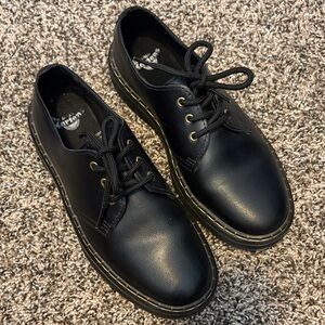 Dr. Martens Zavalo Lo Black Leather 3-Eye Derby with Yellow Stitching